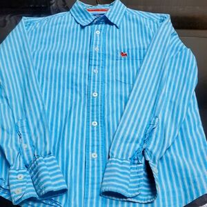 Aeropostale original slim fit small R blues&tans stripe button shirt excel